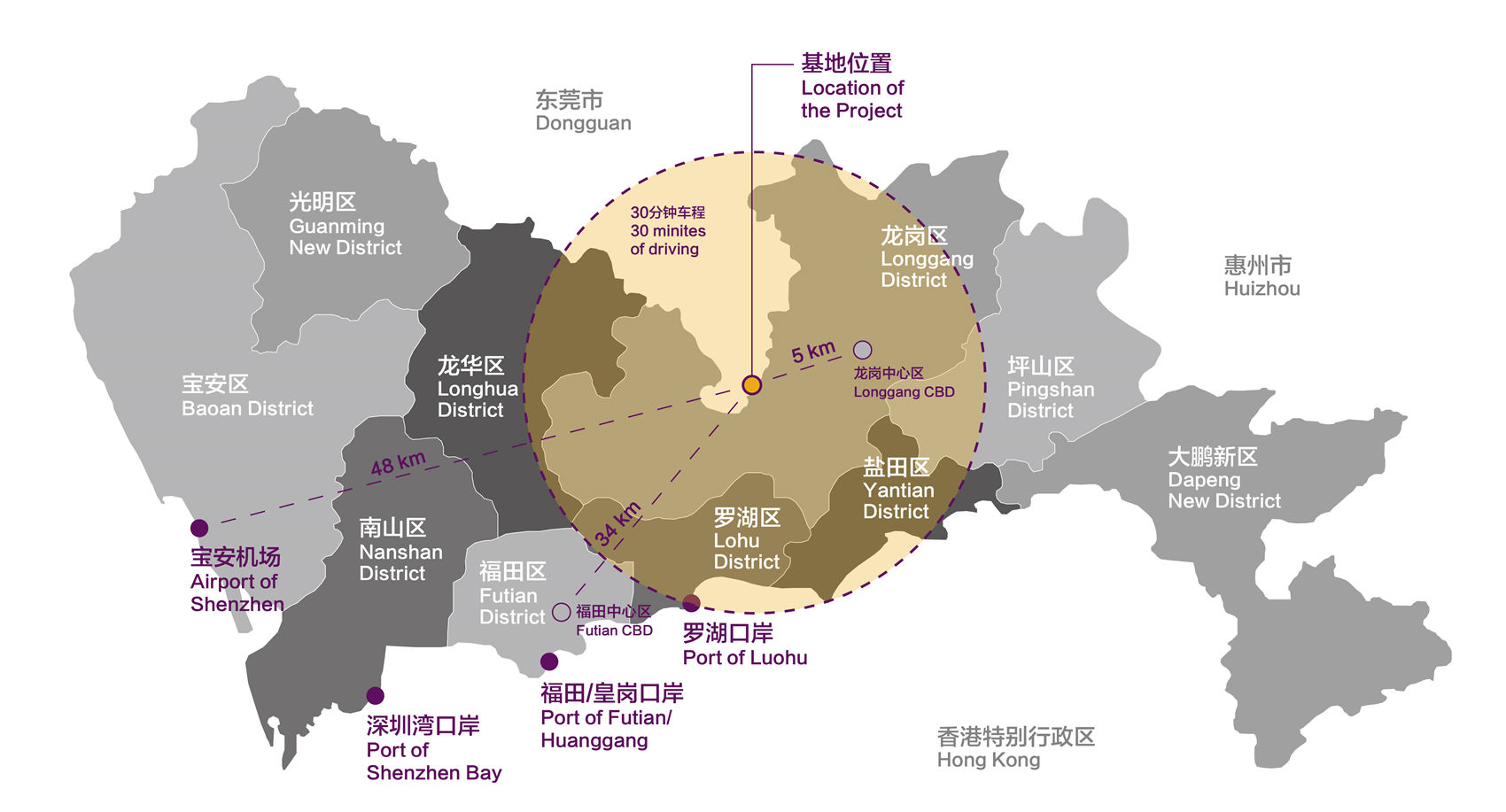 香港中文大学（深圳）区位图 CUHK(Shenzhen) Location Map  ©有方 