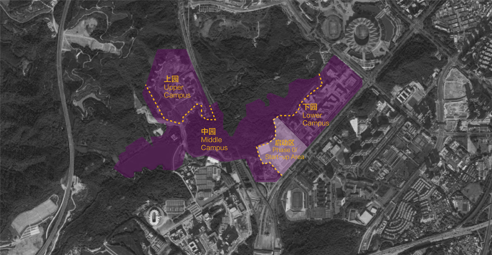 香港中文大学（深圳）校园分区示意图 Campus Plan  ©有方